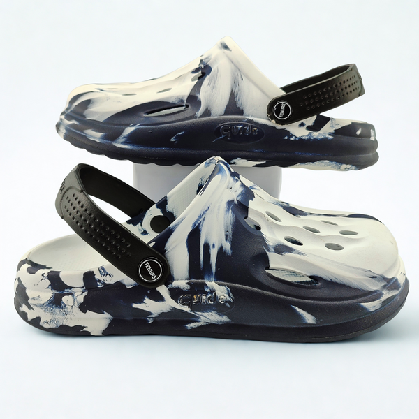 🔥 Fire Clogs – White & Navy Blue