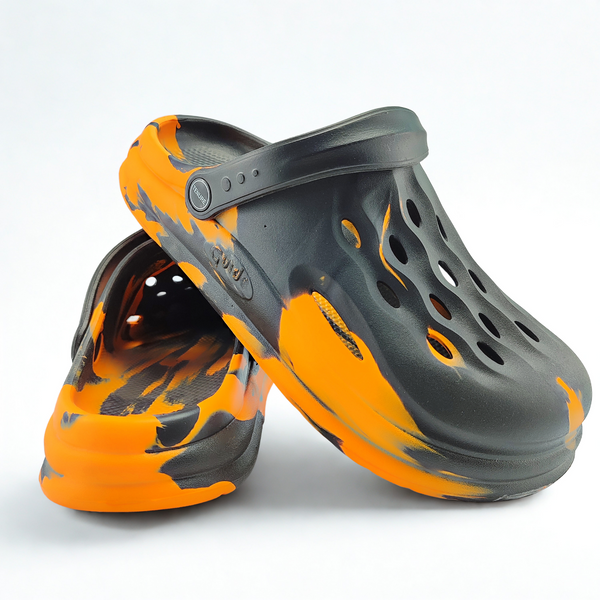 🔥 Fire Clogs – Black & Orange
